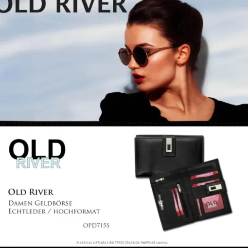 Leder schwarz XXL Portemonnaie Brieftasche Old River OPD715S