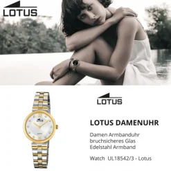 LOTUS Damen Armbanduhr Bliss 18542/3 Quarz Edelstahl silber gold UL18542/3