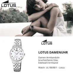 LOTUS Damen Armbanduhr Classic 18698/1 Quarz Edelstahl silber UL18698/1