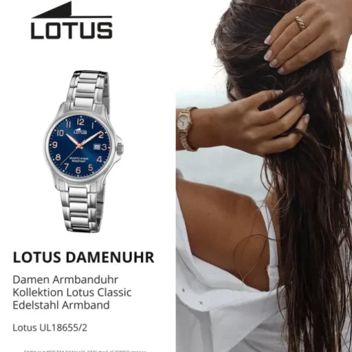LOTUS Damen Armbanduhr Classic 18655/2 Quarz Edelstahl silber UL18655/2