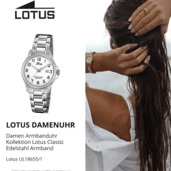 LOTUS Damen Armbanduhr Classic 18655/1 Quarz Edelstahl silber UL18655/1