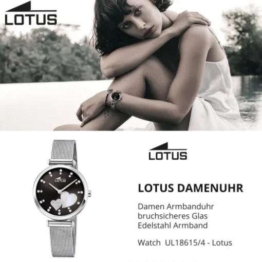 LOTUS Damen Armbanduhr Zirkonias 18615/4 Edelstahl silber UL18615/4