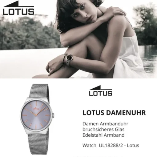 LOTUS Damen-Armbanduhr Stahlband klassisch Quarz Edelstahl silber UL18288/2