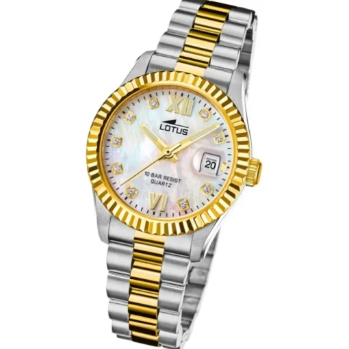 Lotus Damenuhr Edelstahl silber gold Lotus Classic Armbanduhr UL18931/1