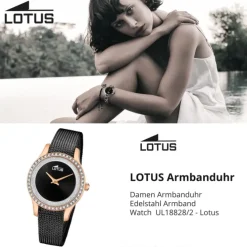 Lotus Damenuhr Edelstahl schwarz Lotus Classic Armbanduhr UL18828/2