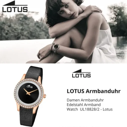 Lotus Damenuhr Edelstahl schwarz Lotus Classic Armbanduhr UL18828/2