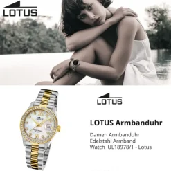 Lotus Damenuhr Edelstahl silber gold Lotus Classic Armbanduhr UL18978/1