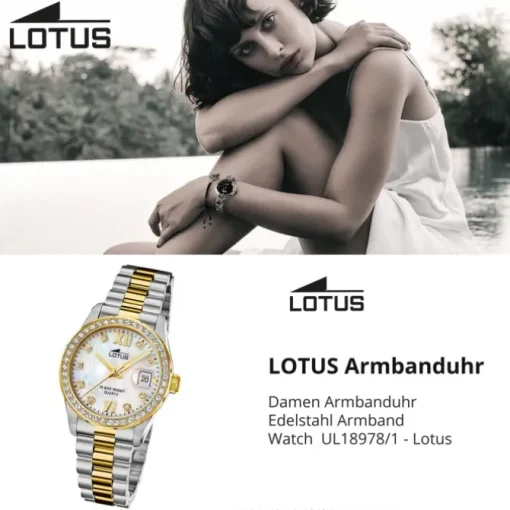 Lotus Damenuhr Edelstahl silber gold Lotus Classic Armbanduhr UL18978/1