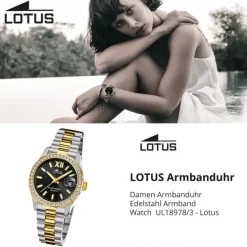 Lotus Damenuhr Edelstahl silber gold Lotus Classic Armbanduhr UL18978/3