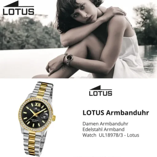 Lotus Damenuhr Edelstahl silber gold Lotus Classic Armbanduhr UL18978/3