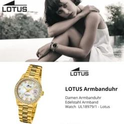 Lotus Damenuhr Edelstahl gold Lotus Classic Armbanduhr UL18979/1