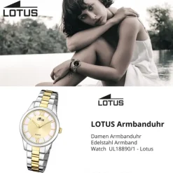 Lotus Damenuhr Edelstahl silber gold Lotus Classic Armbanduhr UL18890/1