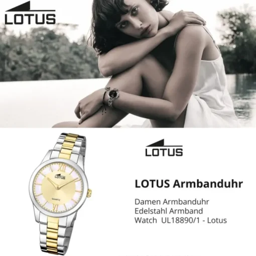 Lotus Damenuhr Edelstahl silber gold Lotus Classic Armbanduhr UL18890/1