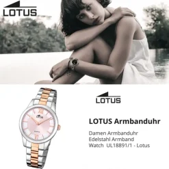 Lotus Damenuhr Edelstahl silber gold Lotus Classic Armbanduhr UL18891/1