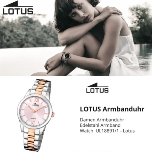 Lotus Damenuhr Edelstahl silber gold Lotus Classic Armbanduhr UL18891/1