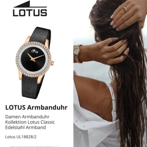 Lotus Damenuhr Edelstahl schwarz Lotus Classic Armbanduhr UL18828/2