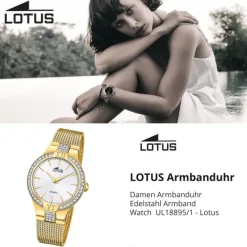 Lotus Damenuhr Edelstahl gold Lotus Classic Armbanduhr UL18895/1