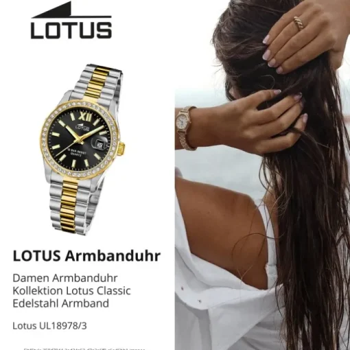 Lotus Damenuhr Edelstahl silber gold Lotus Classic Armbanduhr UL18978/3