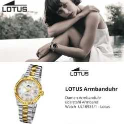 Lotus Damenuhr Edelstahl silber gold Lotus Classic Armbanduhr UL18931/1