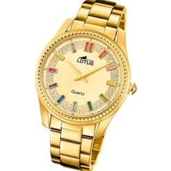 Lotus Damenuhr Leder gold Lotus Classic Armbanduhr UL18902/2