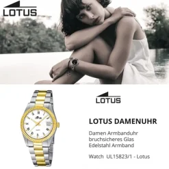 LOTUS Damenuhr Typ R. Analog Quarz Uhr Edelstahl Armband silber UL15823/1