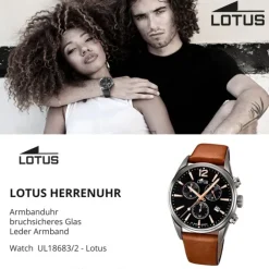 LOTUS Herren Armbanduhr Khrono 18683/2 Quarz Leder braun UL18683/2