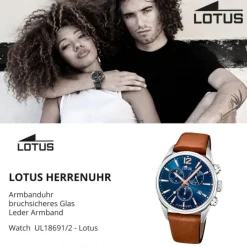 LOTUS Herren Armbanduhr Khrono 18691/2 Quarz Leder braun UL18691/2
