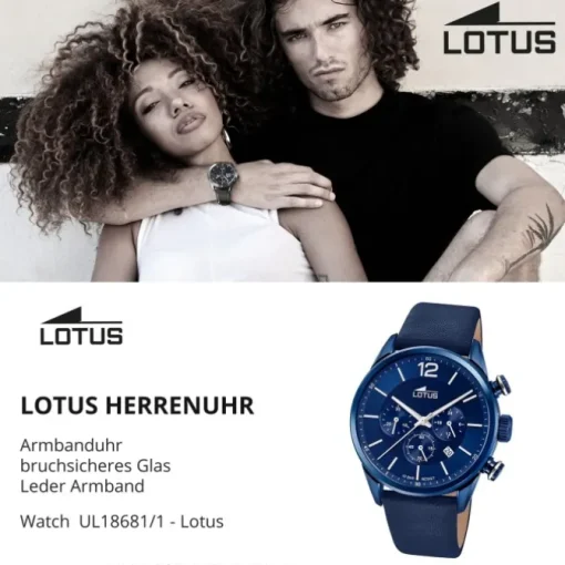 LOTUS Herren Armbanduhr Khrono 18681/1 Quarz Leder blau UL18681/1