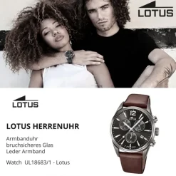 LOTUS Herren Armbanduhr Khrono 18683/1 Quarz Leder braun UL18683/1