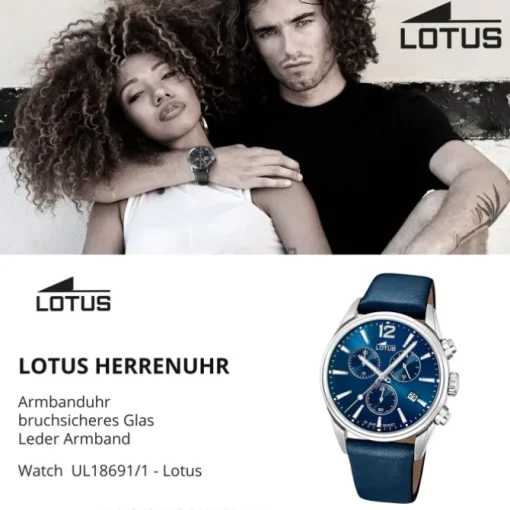 LOTUS Herren Armbanduhr Khrono 18691/1 Quarz Leder blau UL18691/1