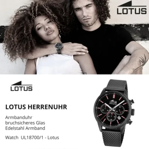 LOTUS Herren Armbanduhr Khrono 18700/1 Quarz Edelstahl schwarz UL18700/1