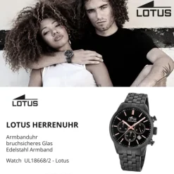 LOTUS Herren Armbanduhr Khrono 18668/2 Quarz Edelstahl schwarz UL18668/2
