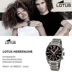 LOTUS Herren Armbanduhr Khrono 18682/2 Quarz Edelstahl schwarz UL18682/2
