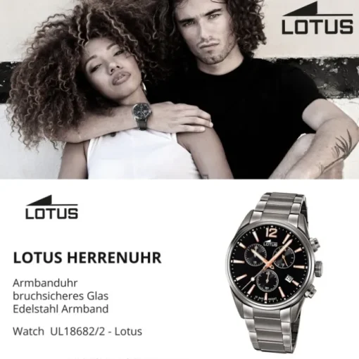 LOTUS Herren Armbanduhr Khrono 18682/2 Quarz Edelstahl schwarz UL18682/2