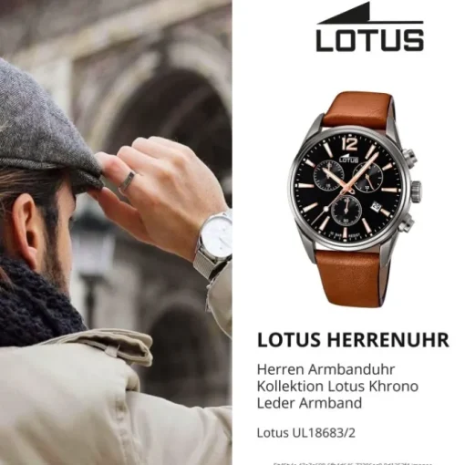 LOTUS Herren Armbanduhr Khrono 18683/2 Quarz Leder braun UL18683/2