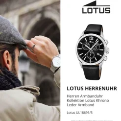LOTUS Herren Armbanduhr Khrono 18691/3 Quarz Leder schwarz UL18691/3