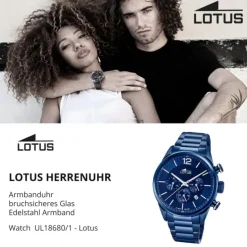 LOTUS Herren Armbanduhr Khrono 18680/1 Quarz Edelstahl blau UL18680/1