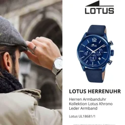 LOTUS Herren Armbanduhr Khrono 18681/1 Quarz Leder blau UL18681/1