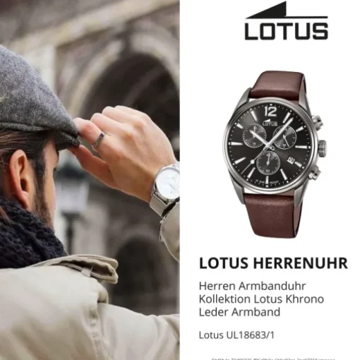 LOTUS Herren Armbanduhr Khrono 18683/1 Quarz Leder braun UL18683/1