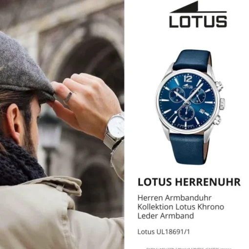 LOTUS Herren Armbanduhr Khrono 18691/1 Quarz Leder blau UL18691/1