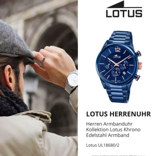 LOTUS Herren Armbanduhr Khrono 18680/2 Quarz Edelstahl blau UL18680/2