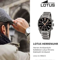 LOTUS Herren Armbanduhr Khrono 18682/2 Quarz Edelstahl schwarz UL18682/2