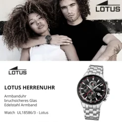 LOTUS Herren Armbanduhr Lotus R 18586/3 Quarz Edelstahl silber UL18586/3