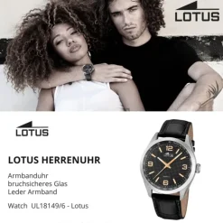 LOTUS Herren Armbanduhr Minimalist 18149/6 Quarz Leder schwarz UL18149/6