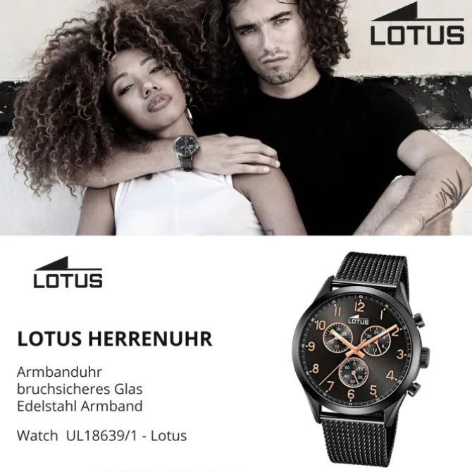 LOTUS Herren Armbanduhr Minimalist 18639/1 Quarz Edelstahl schwarz UL18639/1