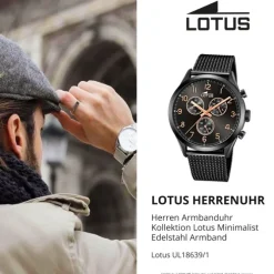 LOTUS Herren Armbanduhr Minimalist 18639/1 Quarz Edelstahl schwarz UL18639/1