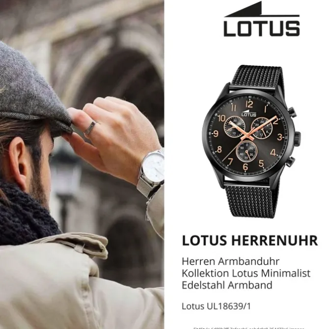 LOTUS Herren Armbanduhr Minimalist 18639/1 Quarz Edelstahl schwarz UL18639/1