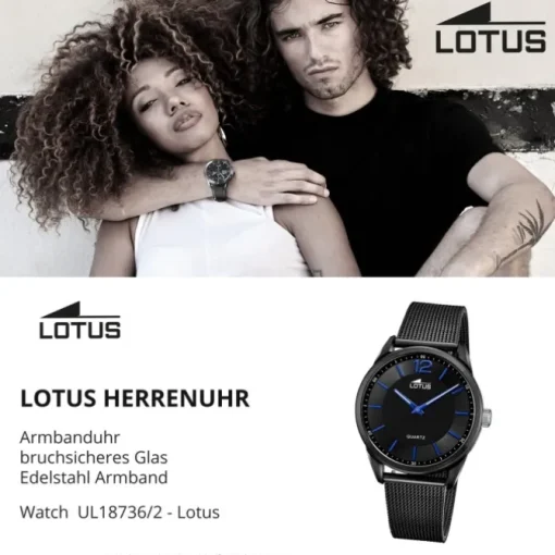 Lotus Herren Armbanduhr Smart Casual 18736/2 Analog Edelstahl schwarz UL18736/2