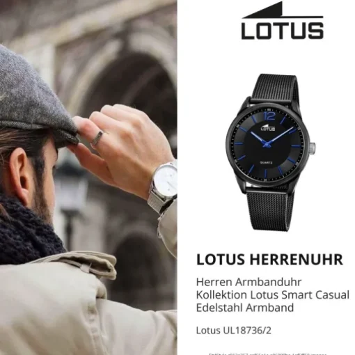 Lotus Herren Armbanduhr Smart Casual 18736/2 Analog Edelstahl schwarz UL18736/2
