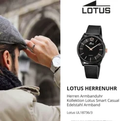 Lotus Herren Armbanduhr Smart Casual 18736/3 Analog Edelstahl schwarz UL18736/3
